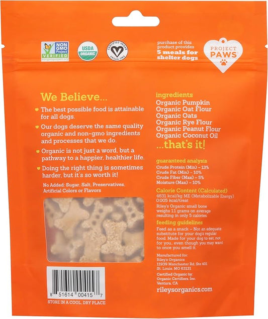 Riley's Organics Pumpkin & Coconut Small Bone Dog Treats 5 oz