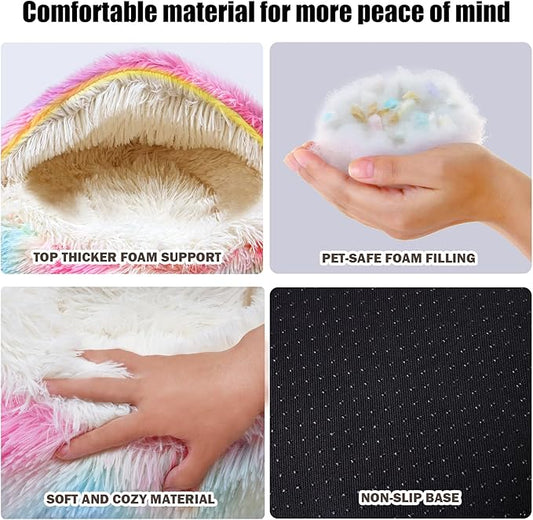 FORMYCATIE Cat Beds for Indoor Cats,Cat Cave for Puppy and Kitty,Calming Small Dog Bed for Small Dogs with Cover Cave,Cozy Warming Fluffy Washable Anti-Slip Pet Sleeping Bag(20 * 20inch,Dazzle)