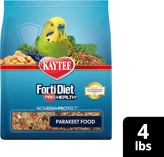 Kaytee Forti-Diet Pro Health Nourish+Protect Parakeet Food, Comprehensive Nutrition Backed by Science, Digestive Health, Immune Support, 4 pounds