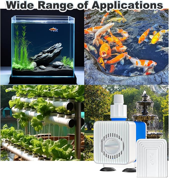 400GPH Submersible Water Pump with 5.9ft. High Lift for Fountains | with 4.9ft. Hose,Ultra-Quiet, Adjustable Flow Rate for Hydroponics, Ponds, Aquariums, and More