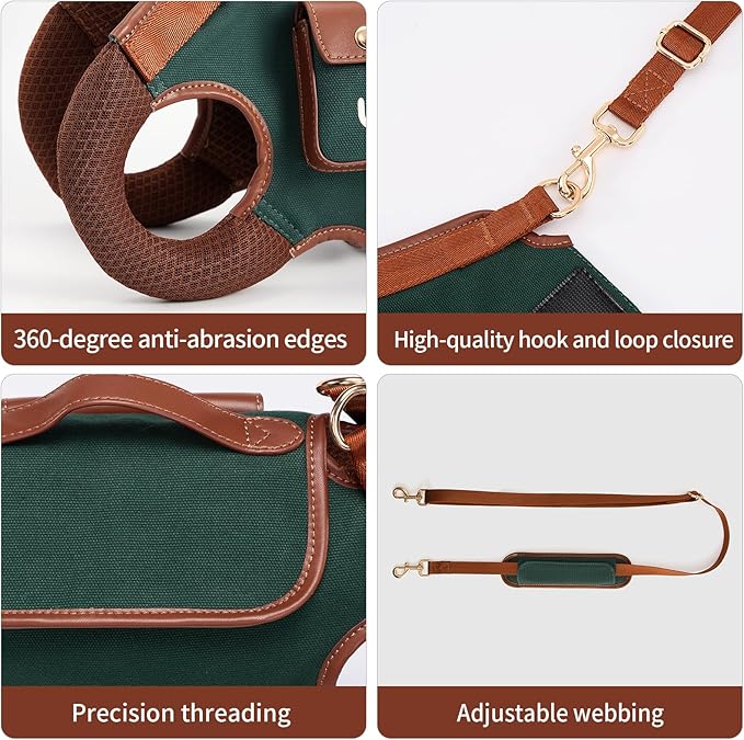 Wakytu Dog Lift Harness Dog Carrier Dog VES Harness Adjustable Dog Leash with Small Puppy Treat Bag(Green,S)