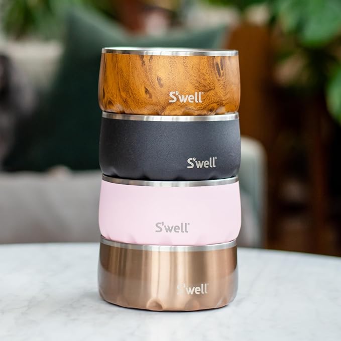 S'well Stainless Steel Pet Bowl, 32oz, Pink Topaz, for Small to Medium Size Dogs, Mess Free Design with Non Slip Rubber Bottom, Dishwasher Safe, BPA Free