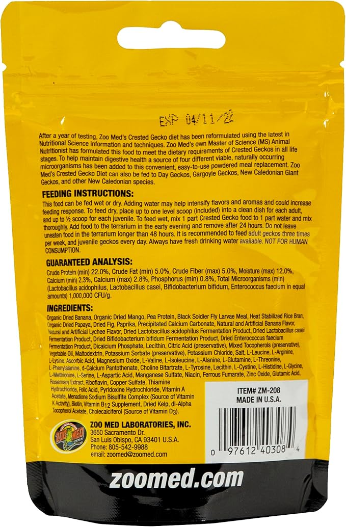Zoo Med Tropical Fruit Flavor Crested Gecko Food for Crested Geckos 2 oz