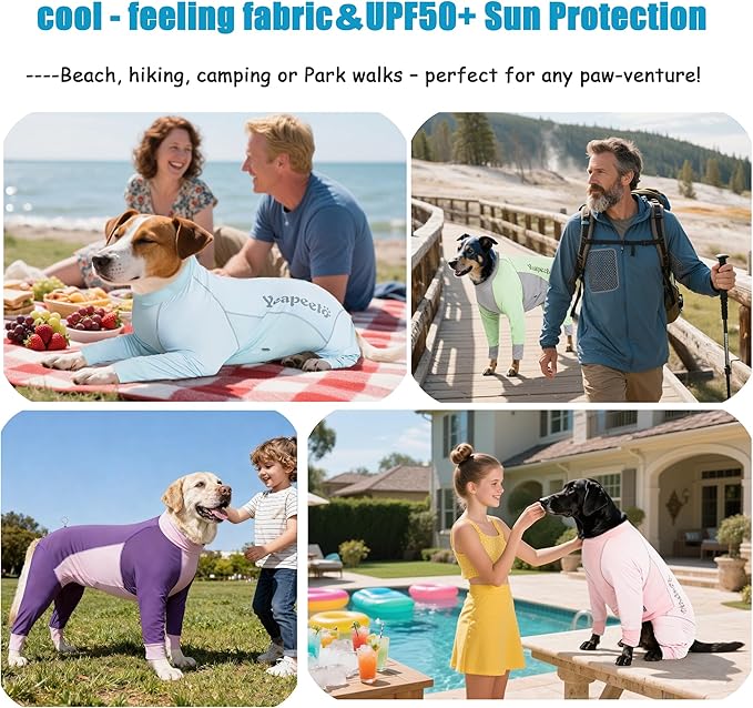 Dog Sun Protection Cooling Suit UPF 50+, Quick-Dry Breathable Jumpsuit for Large & Medium Dogs, Outdoor Dirt-Resistant Shedding Control Pet Apparel (Ice Blue, X-Large)