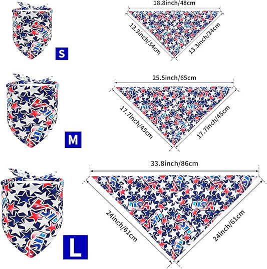 4th of July Dog Bandanas for Large Dogs 7 Pcs Sewing Hemming Patriotic Dog Bandanas Independence Day American Flag Day Dogs Drool Bibs Grooming L