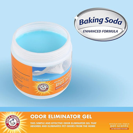 Arm & Hammer for Pets Pet Scents Solid Gel Deodorizer in Fresh Breeze Scent | Room Deodorizer Solution for Homes with Pets, Odor Removing Gel, 15 Ounces - 12 Pack