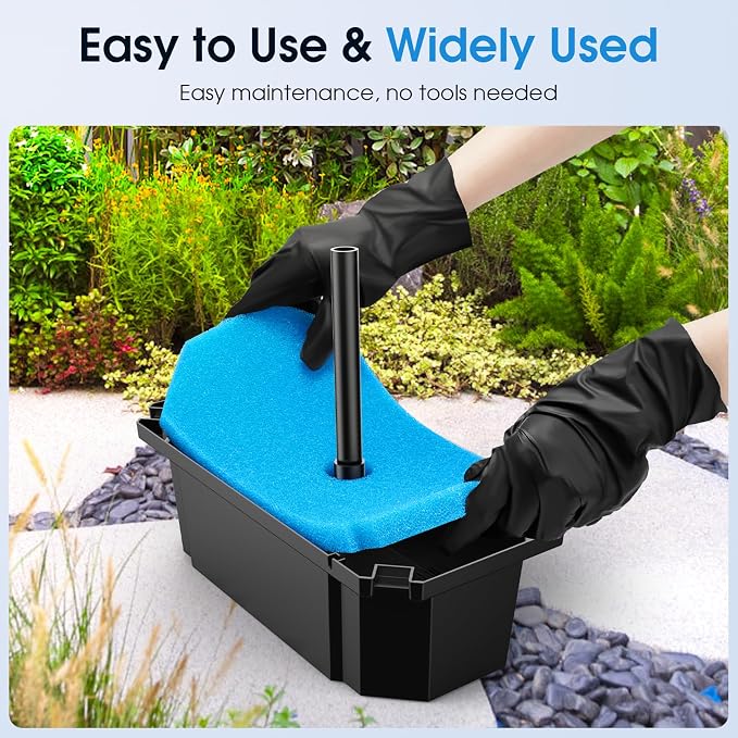 55W Solar Fountain Pump with Pond Filter Box, Solar Pond Pump 580GPH Adjustable Flow, Pond Filters for Outdoor Ponds Fish Tank Pool Waterfall Koi Pond Water Features