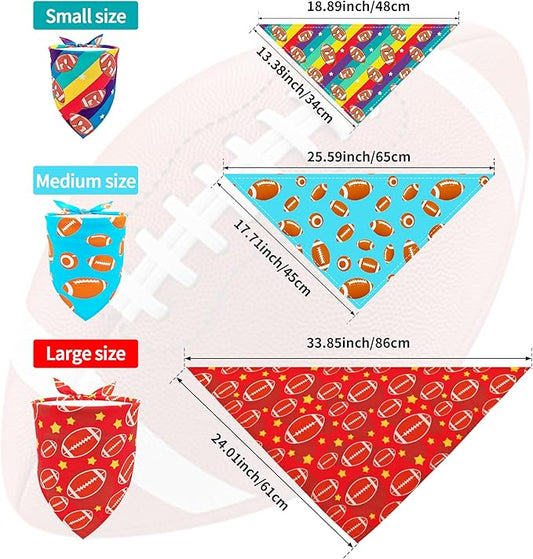 7 PCS Medium Football Dog Bandanas Hemming Seam Edge Dog Bandana for Small Dogs Print One Side Large Cats Scarfs Game Day Grooming M