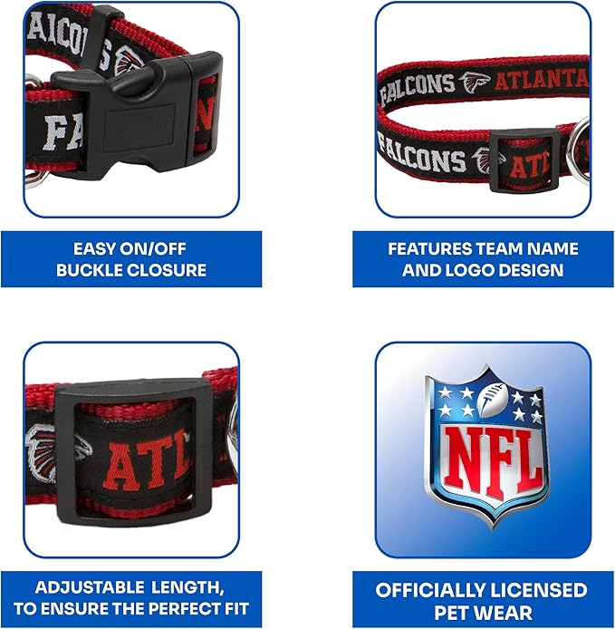 Pets First NFL Atlanta Falcons Licensed PET COLLAR, Small - Heavy-Duty, Strong, and Durable Dog Collar. Available in 31 Football Teams and 4 Sizes