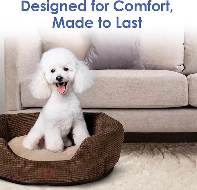 American Kennel Club 26" Clamshell Cuddler Dog Bed - Plush Popcorn Texture, Washable, Non-Slip, for Medium & Large Dogs