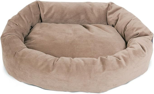 Majestic Pet Large Dog Bed for Big Dogs, Washable Orthopedic Donut Cuddle Bed with Bolster, Soft & Fluffy Calming Pet Bed for Large Sized Dog, Faux Suede Stone 40x29x9 Inch