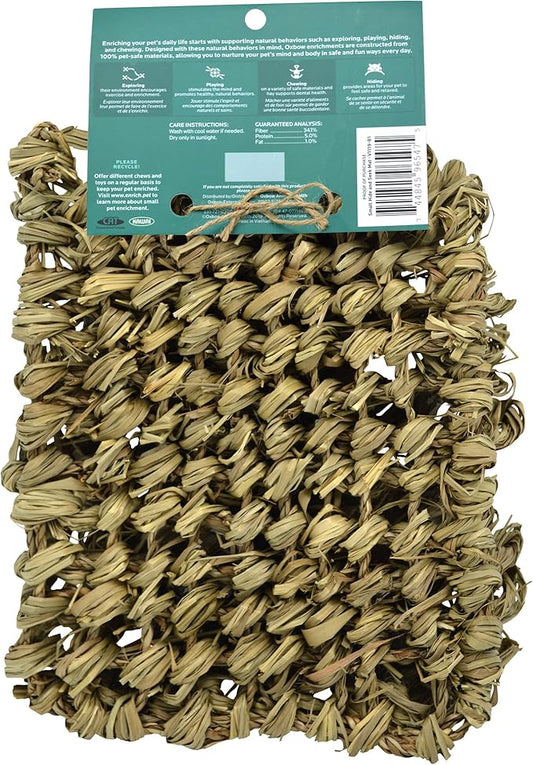 Oxbow Timothy Hay Hide & Seek Mat, Small – Rabbit & Guinea Pig Toys for Chewing & Relaxation, Enrichment for Bunny, Hamster, Chinchilla, Rat, Timothy Hay Small Animal Cage Accessories