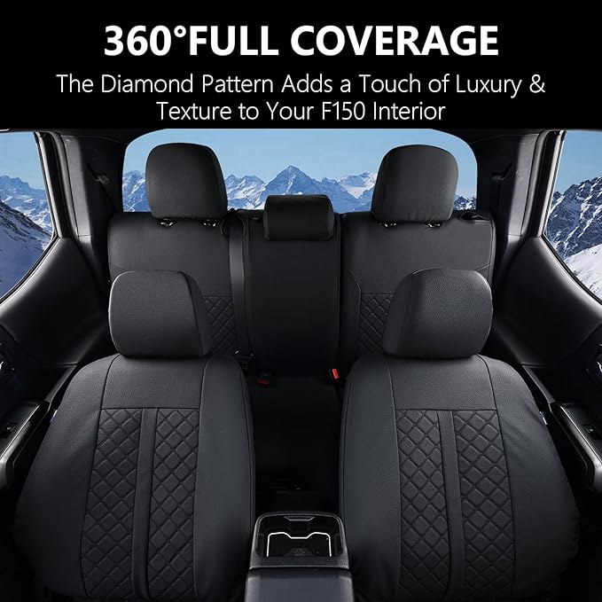 Truckiipa Tacoma Leather Car Seat Covers Full Set Truck Seat Covers Cushion Fit for 2016-2023 Toyota Tacoma Double Crew Cab, Full Set, Black