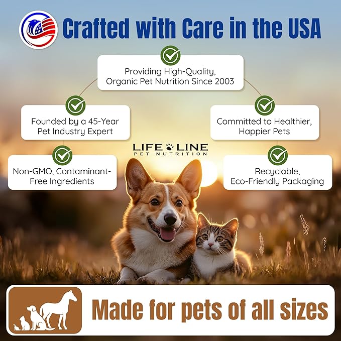 Life Line Certified Organic Ocean Kelp Supplement for Dogs, Cats & Horses | Boosts Coat Health, Reduces Shedding, Fights Plaque & Tartar, Supports Digestion, USDA certified - 5 lb