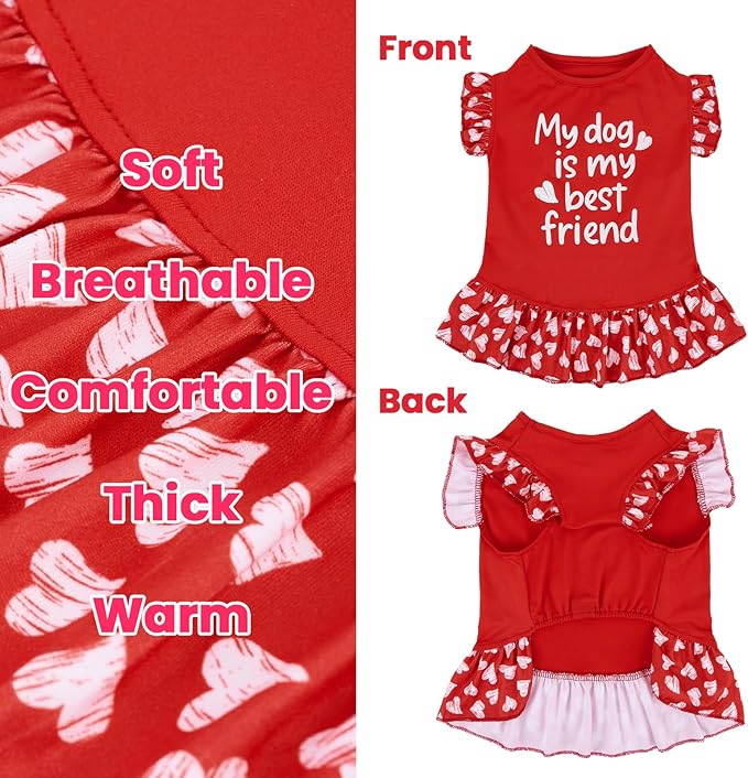 XPUDAC 4 Pack Cute Dog Dress for Small Dog, Floral Pet Clothes Sweet Girl Puppy Dress Colorful for Birthday Holiday Spring Summer Pet Outfits Skirt for Girls, M