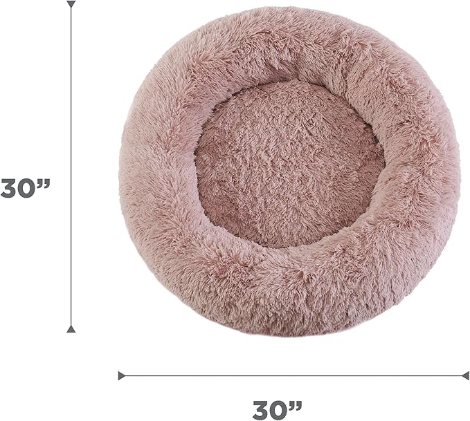 Best Friends by Sheri The Original Calming Donut Dog Bed for Medium Dogs up to 45 lbs, Shag Faux Fur, Dusty Rose, 30" x 30"