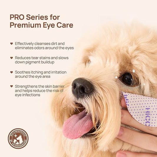 HICC PET Eyes Wipes for Dogs & Cats Upgraded Pro Version, Vet-Recommended Dog Eye Wipes Hypoallergenic, Remove Debris, Mucus, Discharge & Crust - 100ct, Blueberry