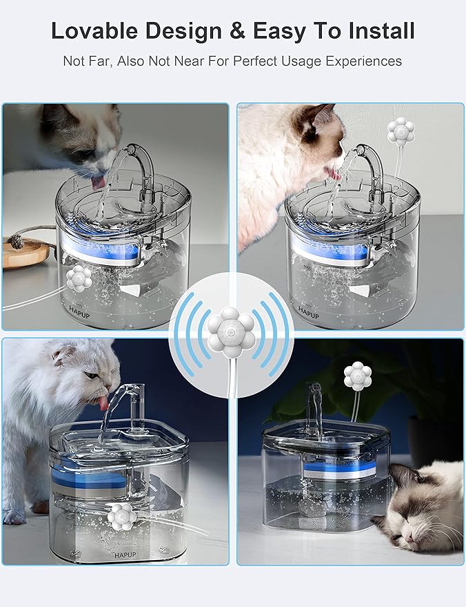 HAPUP Cat Fountain Sensor Motion Sensor Cat Water Fountain Automatic Start Stop Pet Water Fountain Sensor External USB DC 5V 1A Detector Save Energy Accessory Universal Intelligent