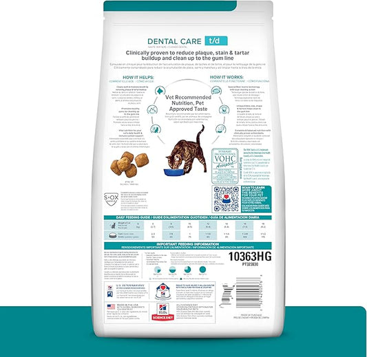 Hill's Prescription Diet t/d Dental Care Dry Cat Food, Chicken, 8.5 lb. Bag