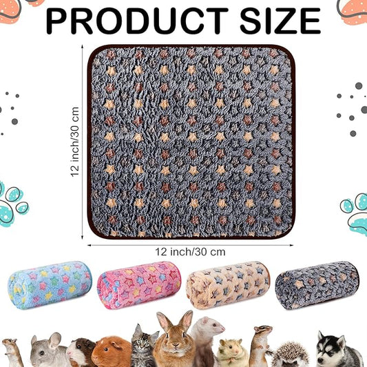 Tudomro 8 Pcs Guinea Pig Blankets Washable Small Pet Fleece Bedding Cage Liners Double Sided Pet Reusable Sleep Mat Pad Cover for Ferret Chinchilla Furniture Protection(Star,12 x 12 Inch)