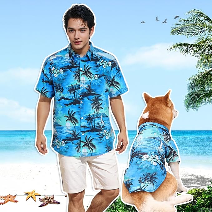 Dog Shirts Hawaii Dog Clothes for Small Medium Large Dogs Owner and Pet Shirts are Sold Separately