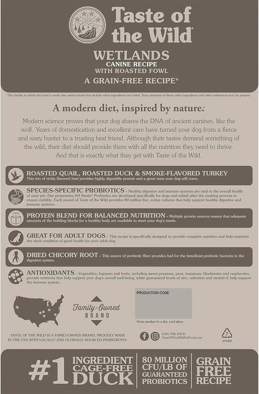 Taste of the Wild Wetlands Grain-Free Dry Dog Food with Roasted Fowl 5lb