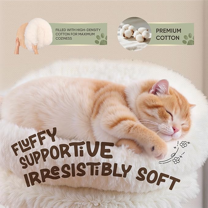 Cat Desk Bed with 360° Rotation & Height Adjustment, 60LB Capacity – Ultra-Plush Desk Mounted Perch Attachment, Table Cat Bed for Computer Desk, Washable Fluffy Hammock