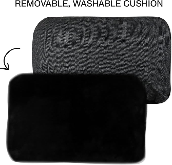 Pet Passion Mello- The Ultra Luxe Bolster Dog Bed with Removable Washable Pillow for All Pet Breeds, Charcoal Tweed, Large
