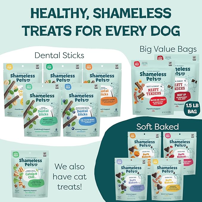 Shameless Pets Soft & Chewy Dog Treats, Lucky Ducky Meaty Tenders, 1.5lb โ Real Duck is 1st Ingredient โ Grain Free, No Corn or Soy โ Digestive Support โ for Small, Medium & Large Dogs