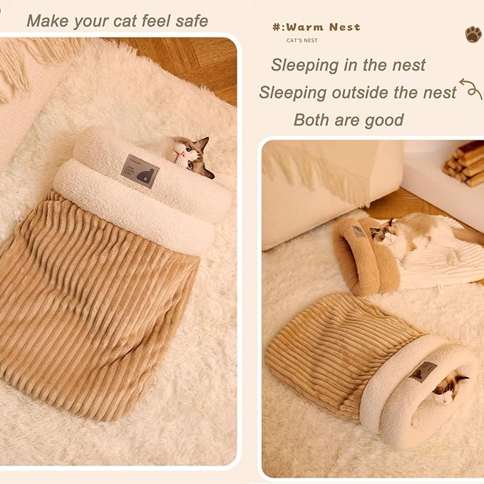 Cat Bed for Indoor Cats,Soft and Comfortable,Cute cat House,Semi-Enclosed cat Bed,Kitty pet hut,Hideaway (Basic)