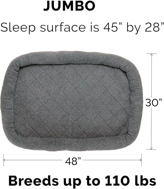 Furhaven Dog Bed for Large Dogs, 100% Washable, Sized to Fit Crates - Sherpa Fleece Bolster Crate Pad - Gray, Jumbo/XXL