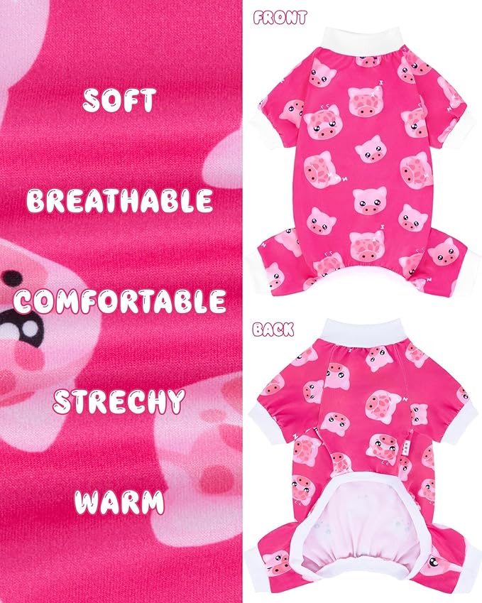 XPUDAC Dog Pajamas Soft Stretchy Pig Dog Clothes for Small Medium Dogs Pet Jumpsuit Cat Apparel-Large 200-pig02-L