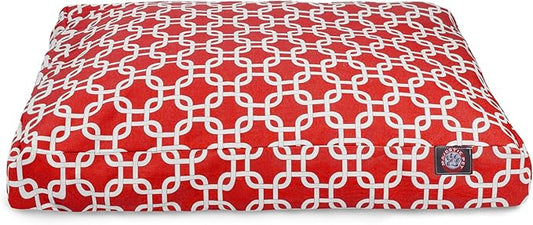 Red Links Medium Rectangle Indoor Outdoor Pet Dog Bed With Removable Washable Cover By Majestic Pet Products