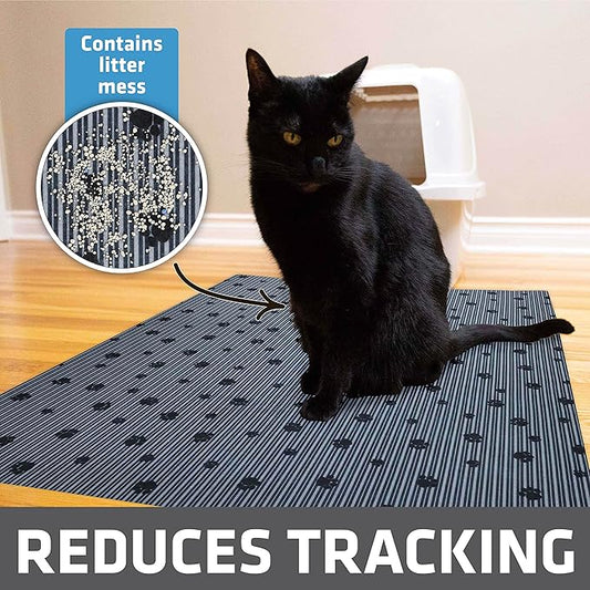 Drymate Cat Litter Box Mat, Litter Trapping Mat, Waterproof, Urine-Proof, Absorbent, Machine Washable, Soft on Paws, Contains Mess, Protects Floors, Kitten Supplies, Dark Grey, 28x36 XL, 2-Pack