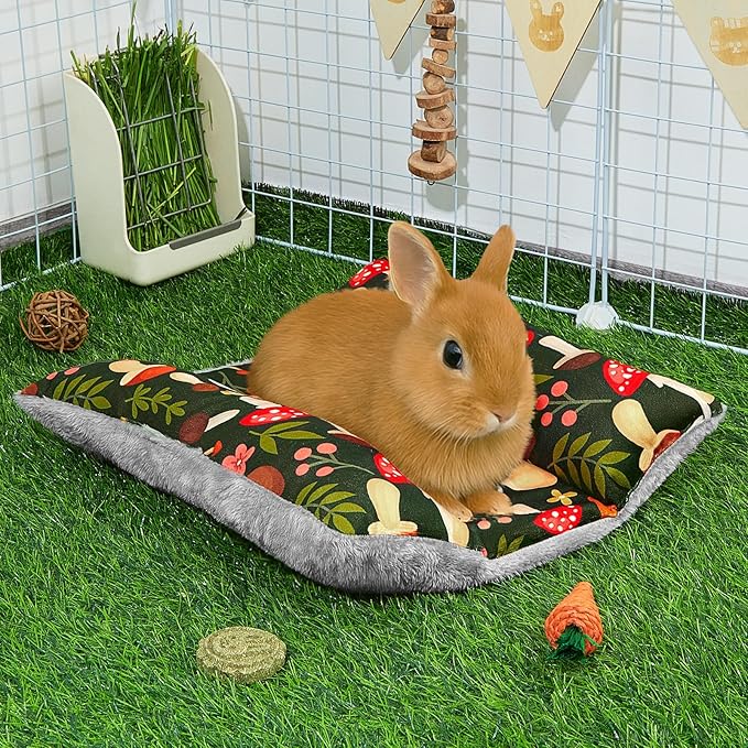 Rabbit Bed 15"X14"Thickened and Soft Bunny Bed Washable Cuddle Cushion Plush Mat Double-Sided Plush Small Pet Flop Mat Cotton Pillow for Rabbit