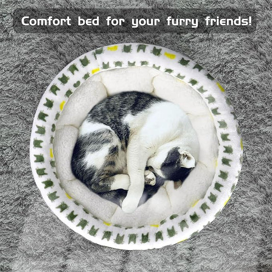 AIWIKIDE Super Soft Small Dog & Cat Bed, Anti-Anxiety Puppy Cuddler, Cozy Round Fluffy Plush Pet Bed, Machine Washable Faux Fur Donut Cuddler