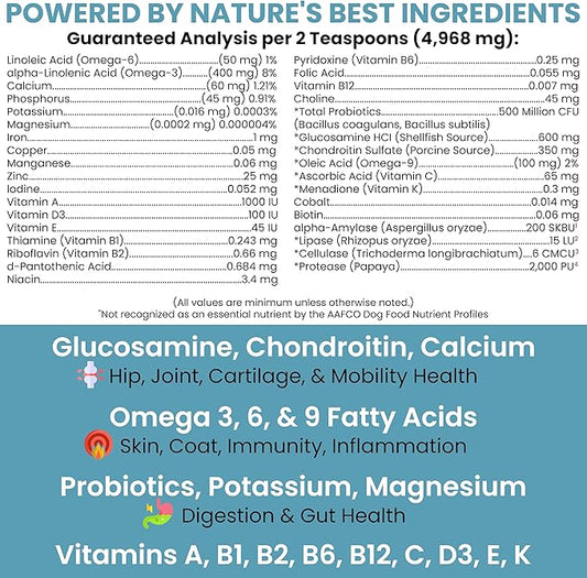 12-in-1 Multivitamin Powder for Dogs - 5.4 oz of Puppy and Senior Dog Vitamins and Supplements - Advanced Formula with Glucosamine, Omega 3,6,9, Vitamins, Probiotics, and More - Made in the USA
