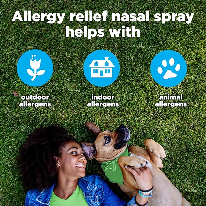 Amazon Basic Care 24-Hour Allergy Relief Nasal Spray, Fluticasone Propionate (Glucocorticoid), 50 mcg, Full Prescription Strength, Non-Drowsy, 0.62 Fl Oz