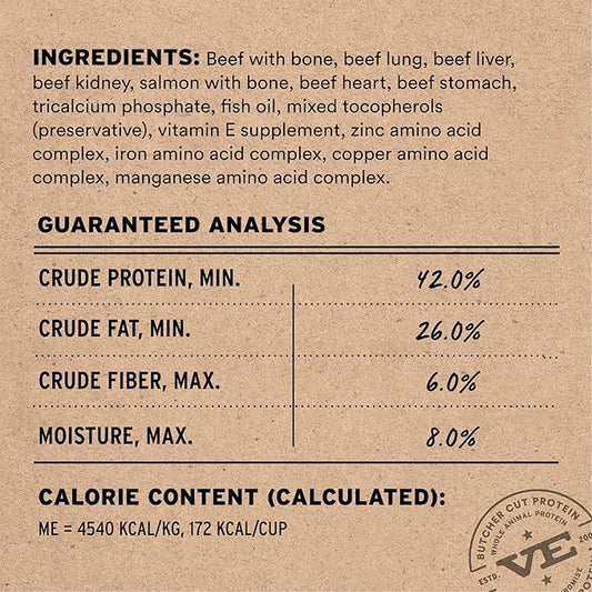 Vital Essentials Freeze Dried Dog Food, Raw Beef & Salmon Soft Nibs | Complete Meal or Topper | 99% Beef, Salmon, Organs & Bone | High Protein, Grain Free Dry Dog Food | 3 lb Bag