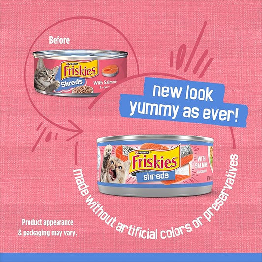 Friskies Purina Shreds with Salmon in Sauce Wet Cat Food - (Pack of 48) 5.5 oz. Cans
