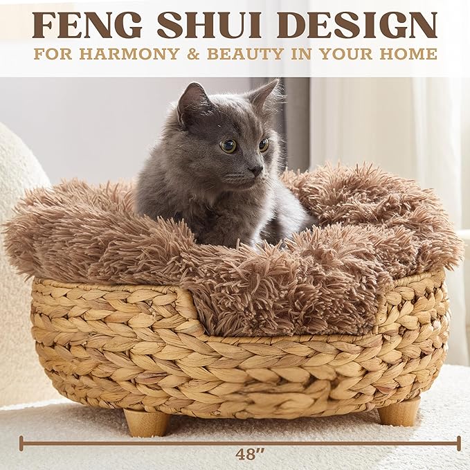 Cat Luxury Large Cat Bed for Indoor Cats, Plush Furniture for Comfort and Relaxation, Soft Covered Nest for Large Cats, Washable Warm Design with Modern Zen Style