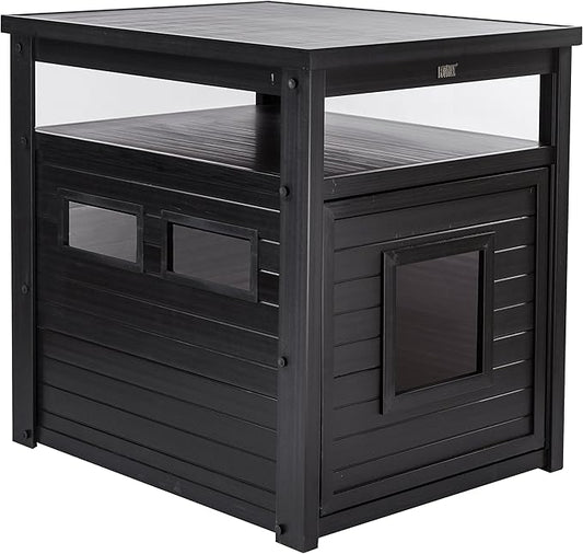 New Age Pet ECOFLEX Litter Loo Standard & Jumbo Sizes, 4 Colors, Moisture and Odor Resistant Enclosure & End Table, No‑Tools Assembly, 10 Year Warranty, Espresso Black, Jumbo