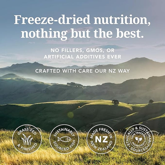K9 Natural Lamb & King Salmon Freeze Dried Dog Food, High-Meat Natural Complete Meal or Meal Toppers for Dogs, Grass-Fed Lamb & King Salmon from New Zealand, Grain-Free, GMO-Free, 8lb