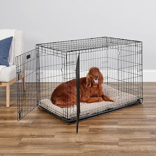 MidWest Homes for Pets 42-Inch iCrate for Large Breeds, 71-90 lbs, Double Door Folding Dog Crate with Divider Panel, Leak-Proof Tray & Secure Latches, Portable, Durable & Easy to Assemble