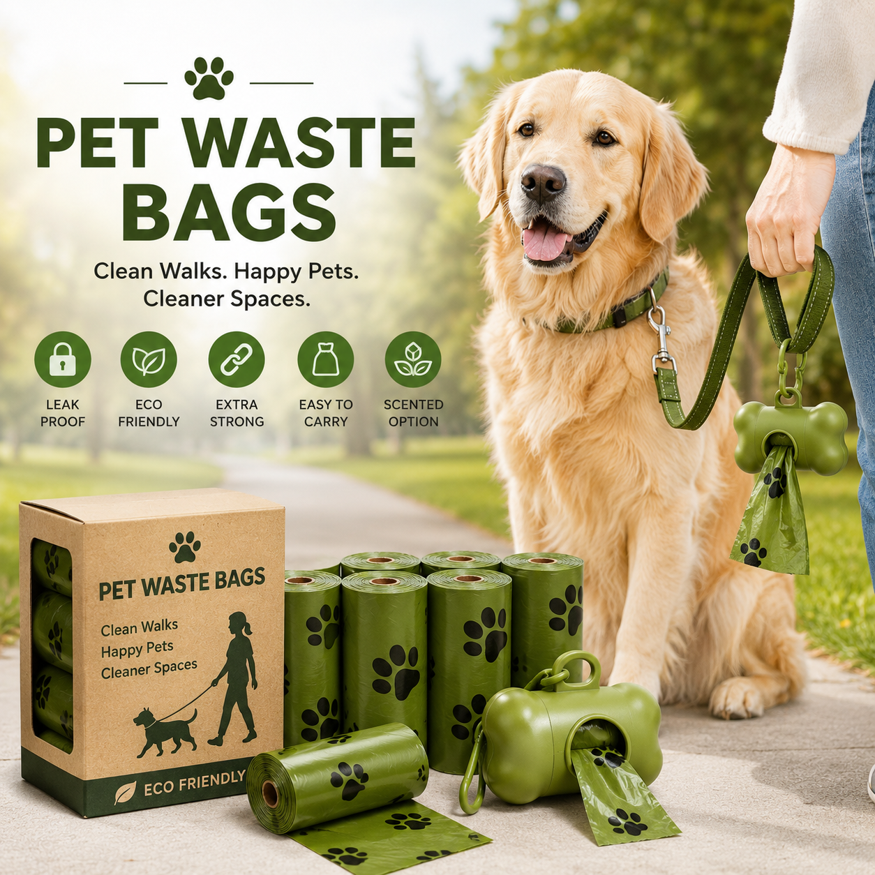 Pet Waste Bags Dog Poop Bags Biodegradable Waste Bags and Walking Accessories for Everyday Cleanup