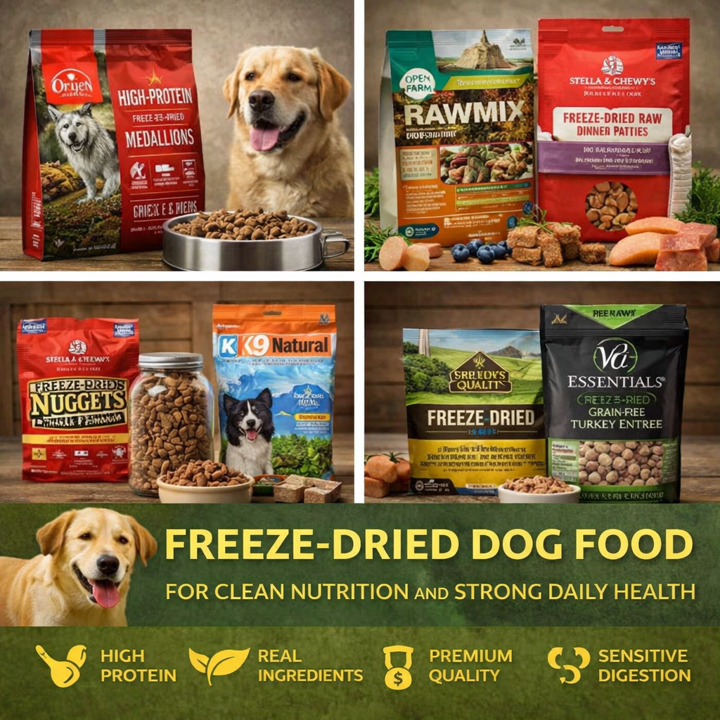freeze dried dog food with high protein natural ingredients and premium daily nutrition for dogs