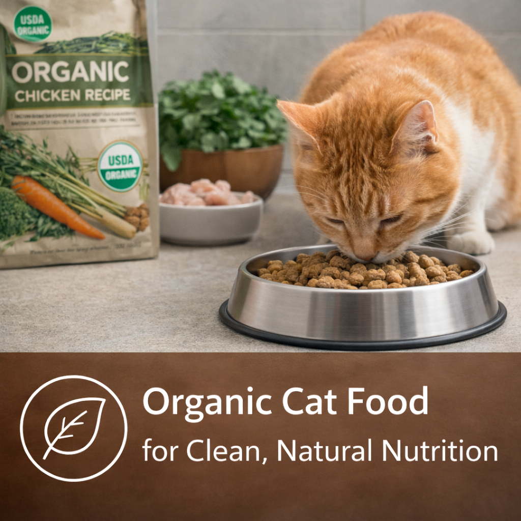 organic cat food natural ingredients healthy cat eating clean grain free organic diet
