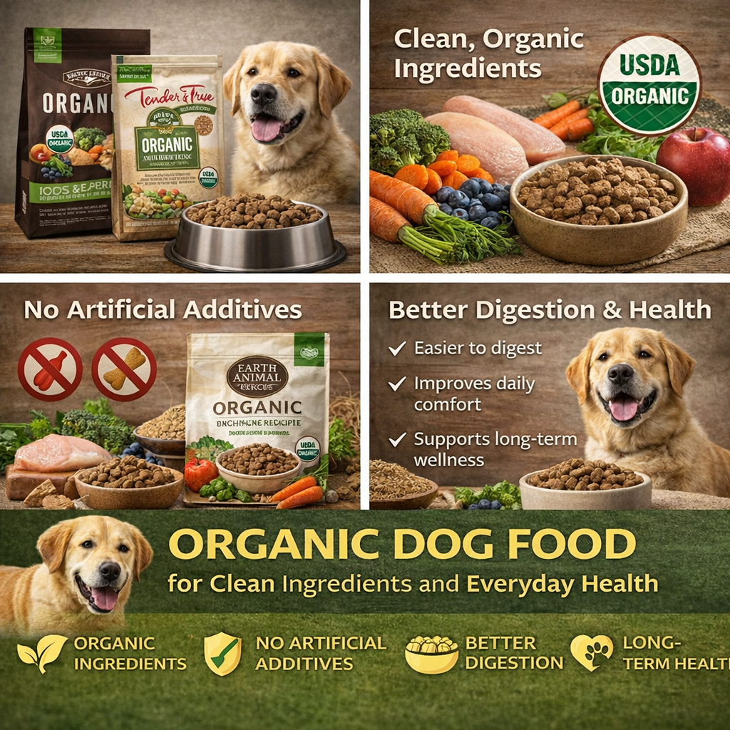 organic dog food with natural ingredients clean nutrition and healthy daily feeding for dogs