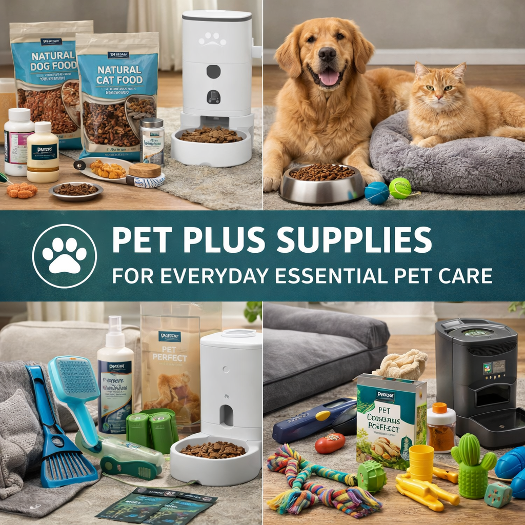 pet supplies collection including food grooming health products toys and essentials