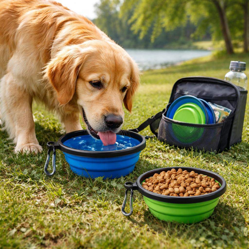 collapsible dog travel bowl portable pet water bowl foldable feeding bowl outdoor pet travel accessory